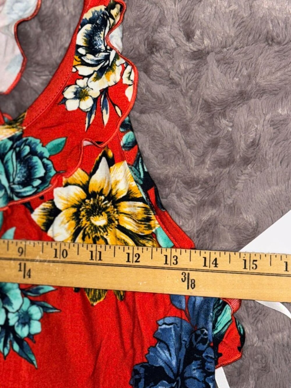 Womens Floral Print Racerback Tank Top L Rayon Spandex Blend - Picture 7 of 7